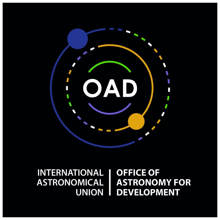International Astronomical Union Office for Astronomy Development logo with the letter OAD surrounded by circular orbits.